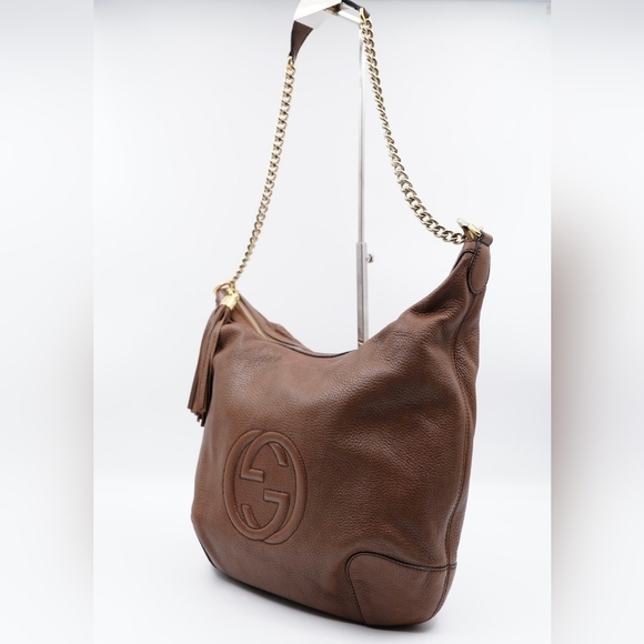 AX14❤️ GUCCI Cellarius Calfskin Soho Chain Hobo - Picture 3 of 13